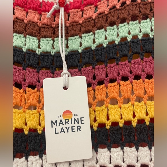 NEW MARINE LAYER CROCHET KNIT TANK SOFT COTTON BLEND RAINBOW DRESS MEDIUM M NWT - Picture 6 of 9